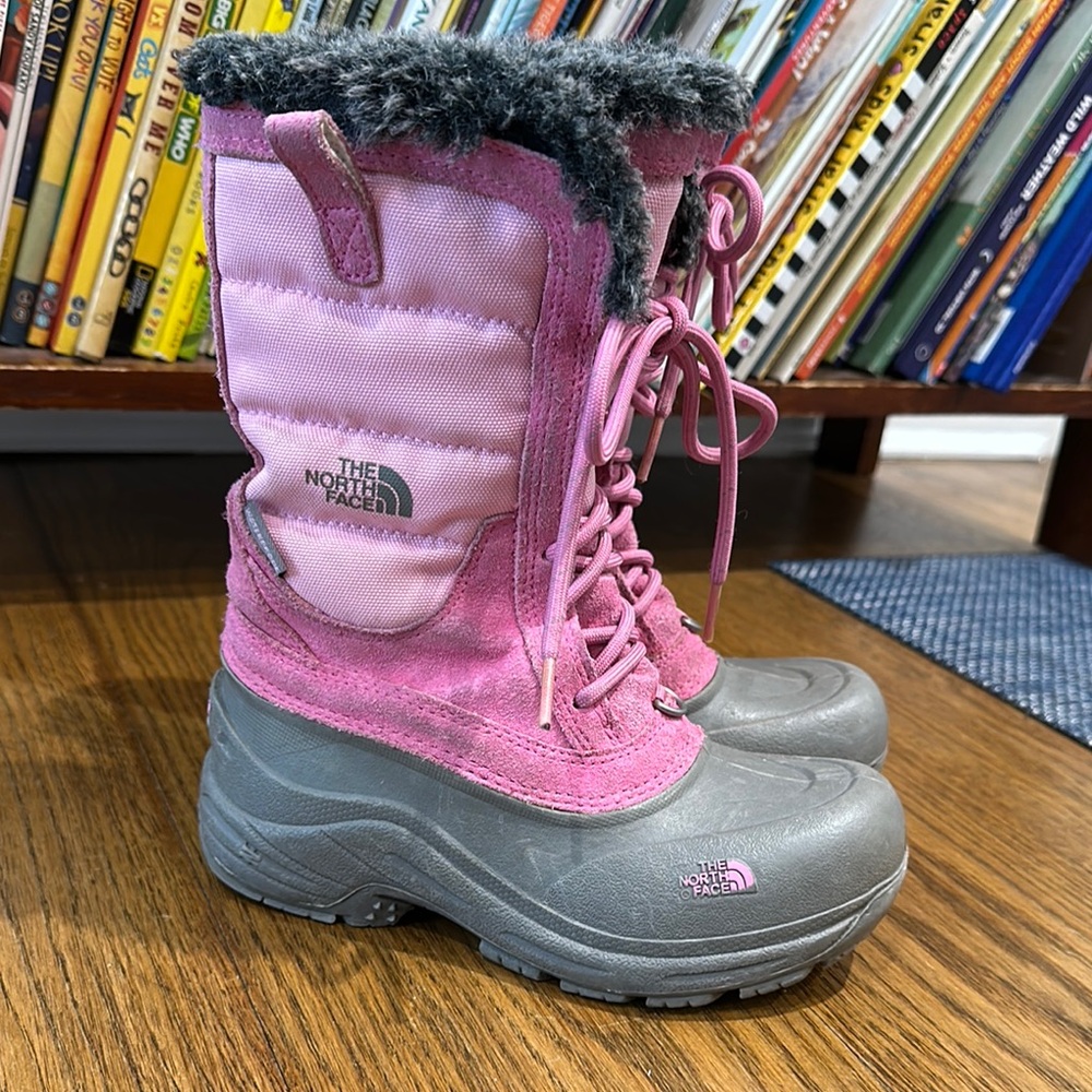 The North Face Kids Pink and Gray Snow Boots size 1